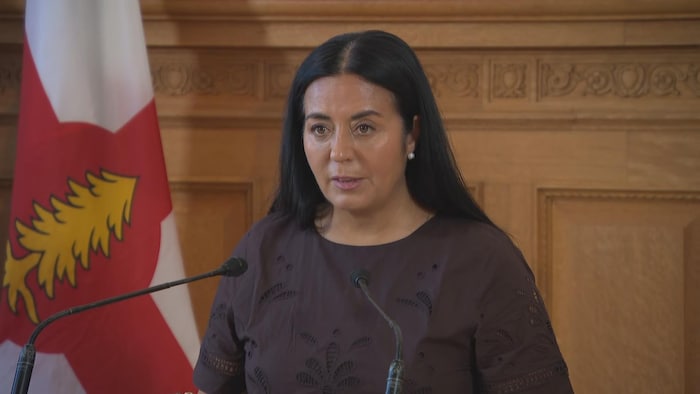 Soraya Martinez Ferrada en conférence de presse.