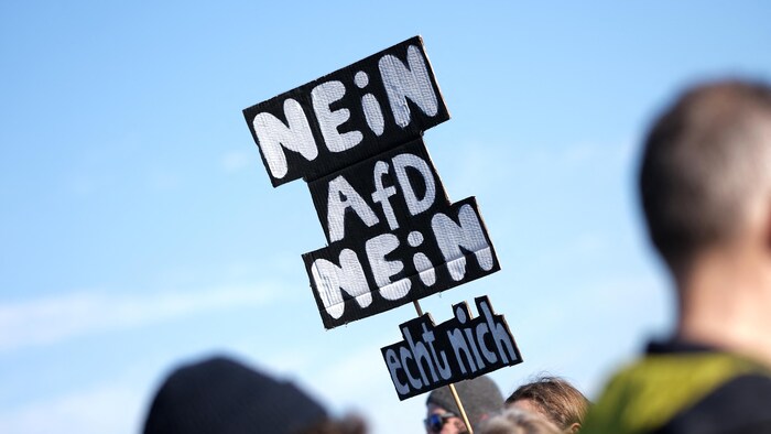 Une affiche contre l'AfD dans une manifestation organisée à Munich. 