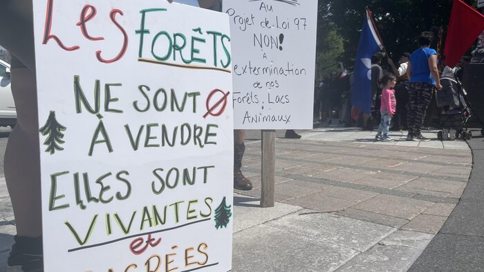 Manifestation de militants autochtones à Québec contre le projet de loi ...