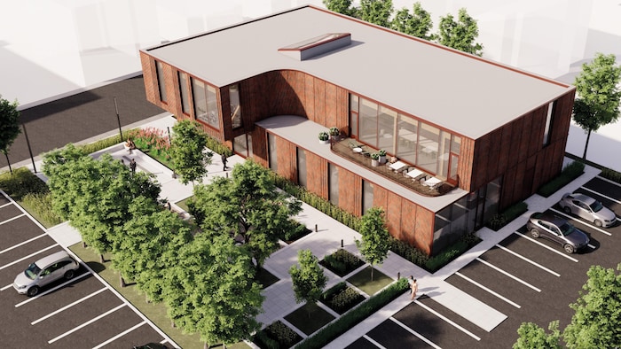 Une maquette de l'immeuble de bureaux que souhaitent construire les élus de Rivière-du-Loup