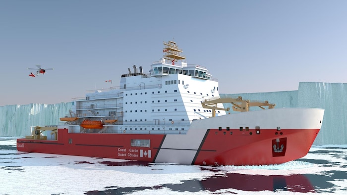 Une maquette d'un brise-glace dans les eaux glacées