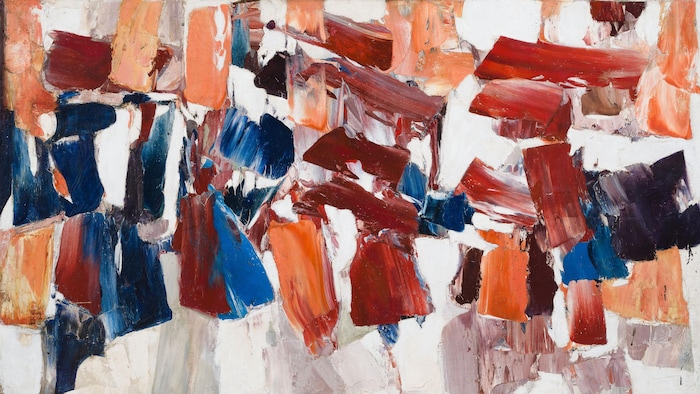 Une toile abstraite de Marcelle Ferron. 