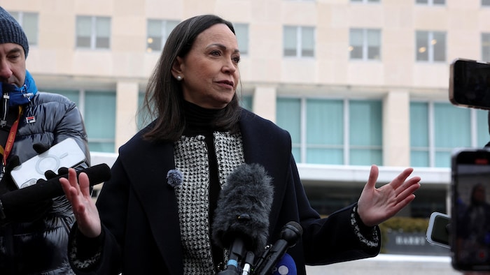 La cheffe de l'opposition vénézuélienne et Nobel de la paix, Maria Corina Machado, à Washington, le 28 janvier 2026.