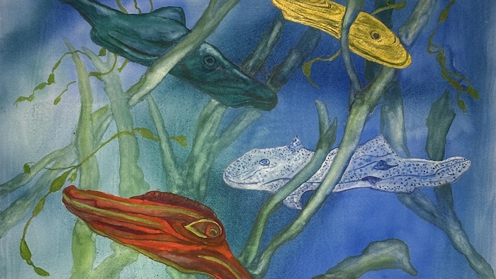 «Fonds marins IV», aquarelle de Marie-Claude Laberge.