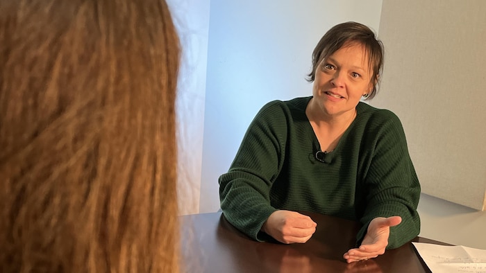 Marie-Ève Leblanc en entrevue à Radio-Canada.