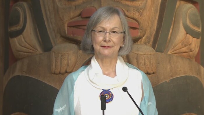 La Commissaire en chef de l’Enquête nationale sur les femmes et les filles autochtones disparues ou assassinées, Marion Buller, à Vancouver le 6 juillet 2017.