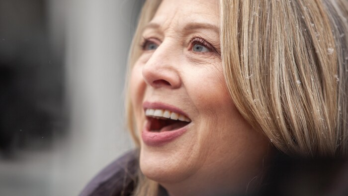 La chef néo-démocrate Marit Stiles le 20 février 2025.