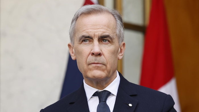 Mark Carney lors d'un point de presse avec son homologue australien, le 5 mars 2026.