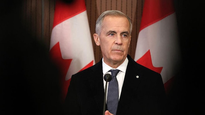 Mark Carney s'adresse aux médias.