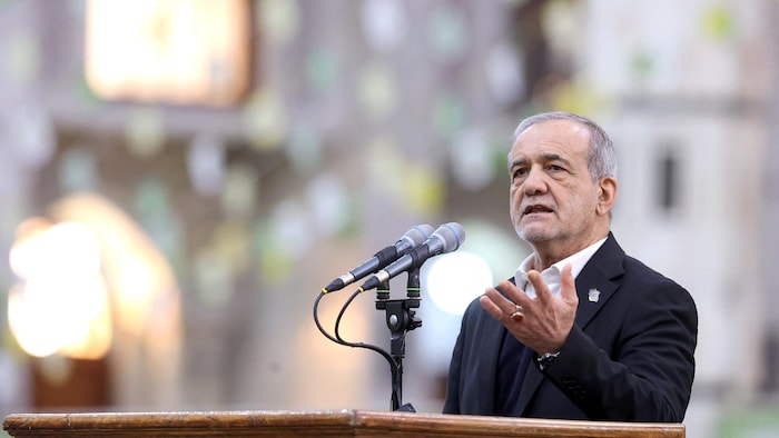 Le président Massoud Pezeshkian prononce un discours, le 31 janvier 2026.