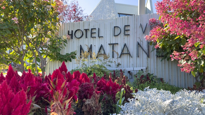 Hotel de ville et fleurs en premier plan.