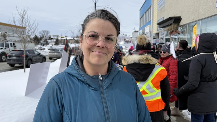 Mélanie Tremblay lors d'une manifestation.