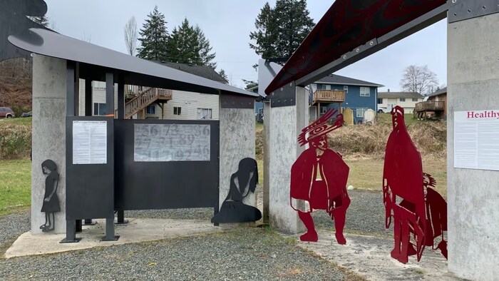 A memorial to honour surviviors, and students who did not survive, Alberni Indian Residental School on the Tseshaht First Nation in Port Alberni, B.C. (Kathryn Marlow/CBC)