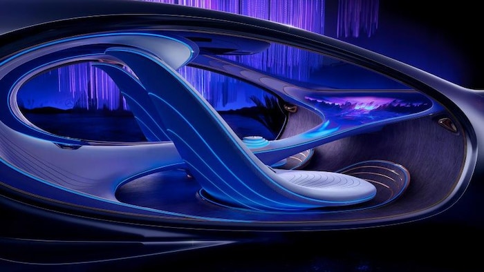 Dessin de l'intérieur de la voiture concept Mercedes-Benz Vision AVTR. 
