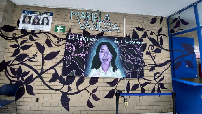 Mural que muestra el rostro de Mariela Vanessa Díaz Valverde, estudiante desaparecida desde el 27 de abril de 2018.