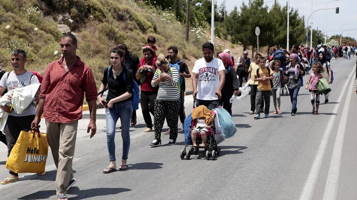 Des réfugiés et des migrants en Grèce.