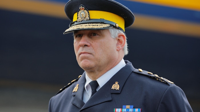 Le commissaire de la Gendarmerie royale du Canada, Michael Duheme, lors d'une conférence de presse tenue par le directeur du FBI Kash Patel, le 23 janvier 2026.