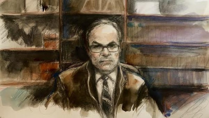 Une illustration judiciare de l'avocat de la défense, Boris Bytensky.