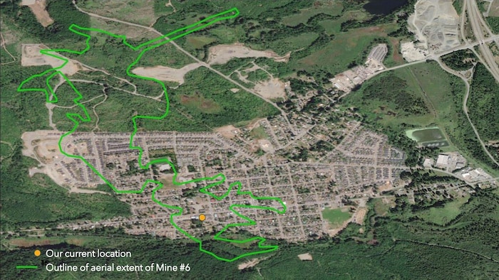 Un tracé de la mine 6 qui se situe sous le village de Cumberland, sur l'île de Vancouver.