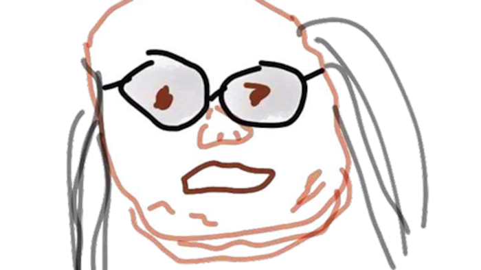 Dessin d'une personne portant des lunettes. 