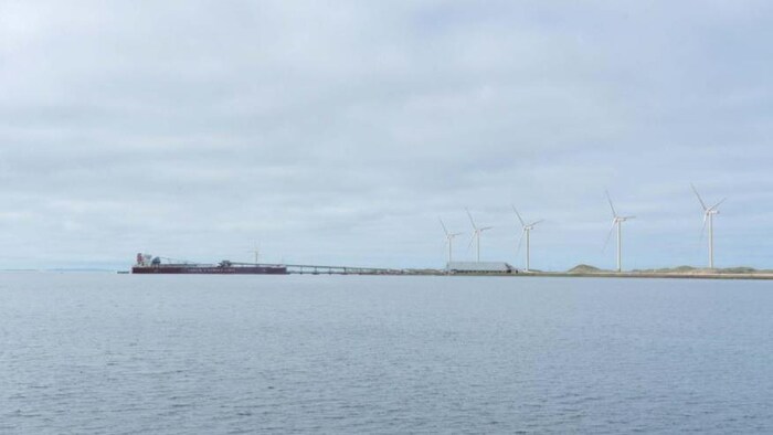 Une modélisation montrant la présence d'éolienne à Grosse-Île.
