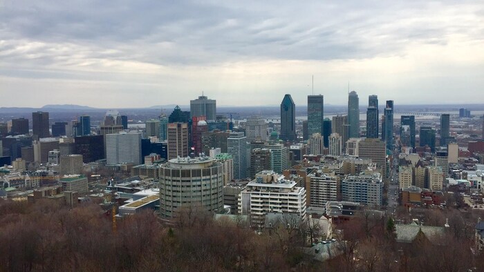 Le centre-ville de Montréal, vu du sommet du mont Royal