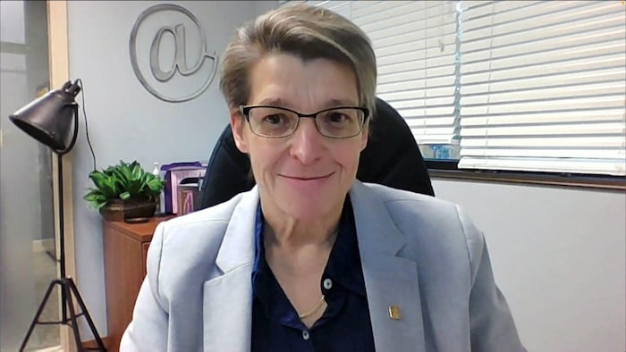 Nathalie Brideau en entrevue par webcam.