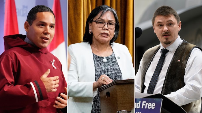 Photo montage de Nathan Obed, de Lori Idlout et de P.J. Akeeagok.