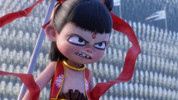 Cette representation publiée par A24 montre le personnage Ne Zha dans une scène tirée du movie « Ne Zha 2 ».