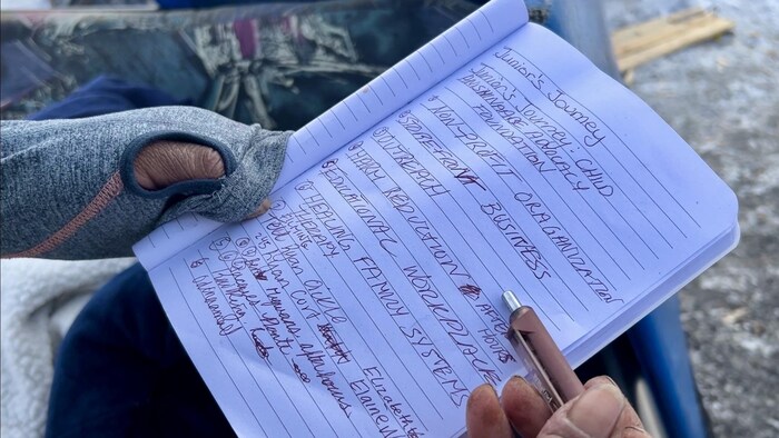 Cahier de notes de Noni Eva Parritt pour son fils Junior, Energy Court.
