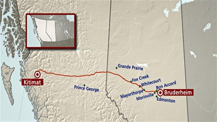 Tracé du projet de pipeline Northern Gateway de la pétrolière Enbridge.