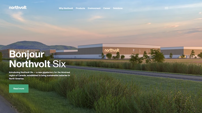 Représentation de la future usine de Northvolt en Montérégie, sur le site de la compagnie.