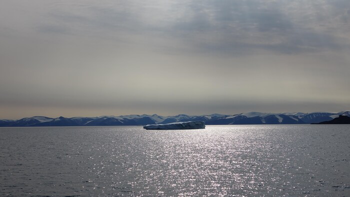 Un iceberg flotte près de la baie de Frobisher, au Nunavut.