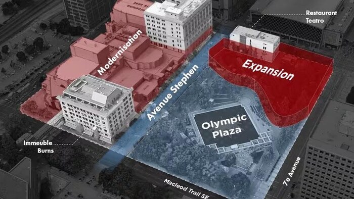 Dessin des rénovations de l'Olympic Plaza. 