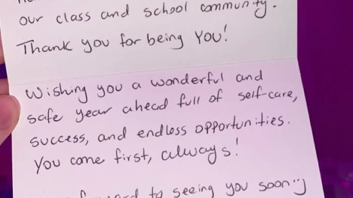 Al-Areibi sent personalized letters, including this one to Meredith Lewkowitz, to 80 students this January. 