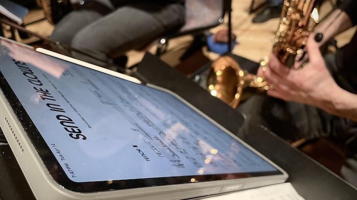 Gros plan sur une partition.