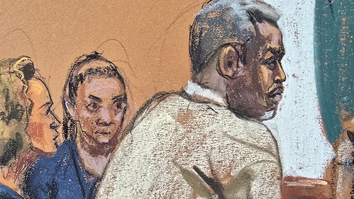Croquis d'audience de Sean « Diddy » Combs.