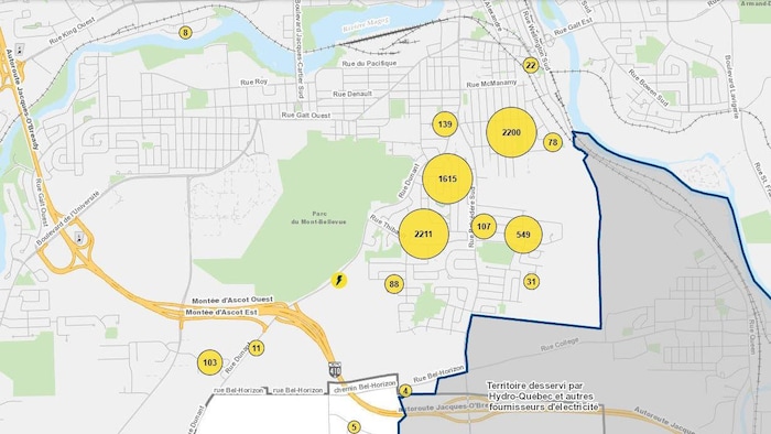 7300 foyers sont privés de courant à Sherbrooke.