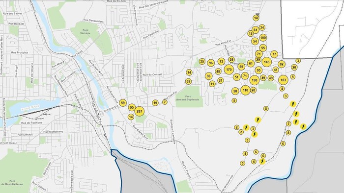 Une carte des pannes.