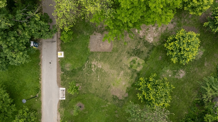 Un parc pris en photo à partir des airs.