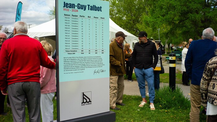 Un panneau avec des statistiques dans un parc.