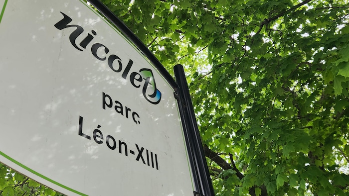 L'enseigne du parc Léon-XIII à Nicolet.