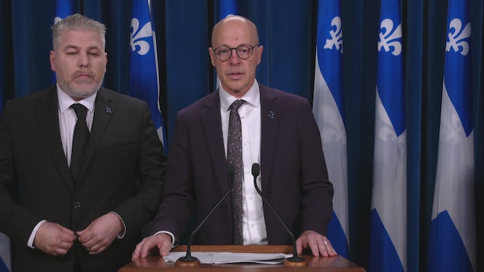Le député des Îles-de-la-Madeleine, Joël Arseneau, en compagnie du député de Matane-Matapédia, Pascal Bérubé.