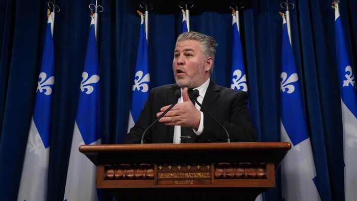 Pascal Bérubé en point de presse.