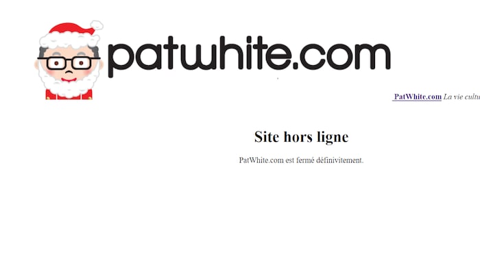 Capture d'écran du site web Patwhite.com, affichant qu'il est hors ligne. 