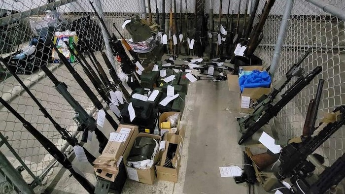 Une dizaine d'armes à feu.