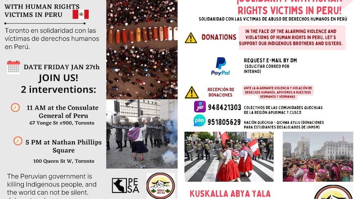 Affiches d'événements organisés par la communauté péruvienne de Toronto. 