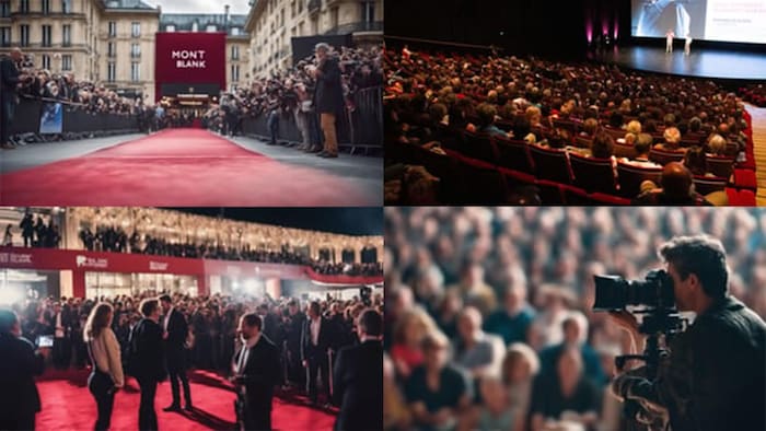 Un montage de photos truquées provenant du tract Internet du Mont Blanc International Movie Festival.