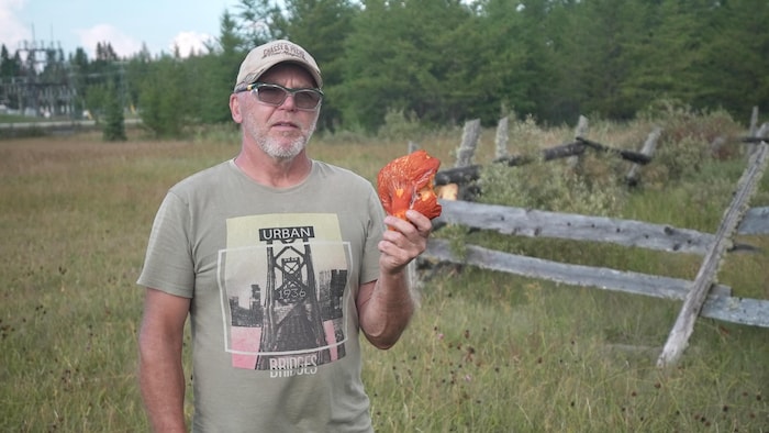 Un homme avec un champignon homard.