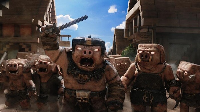 Des cochons guerriers tirés du movie Minecraft.